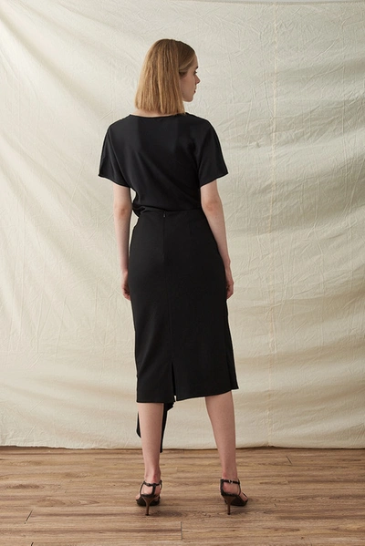 Shop Viktoria Chan Mindy Twisted Pencil Skirt In Black