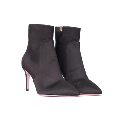 Shop Phare Pointed Classic Heel Boot In Black Satin