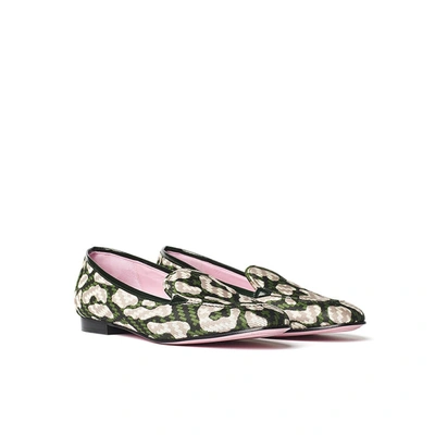 Shop Phare Classic Loafer In Dark Green Leopard Jacquard
