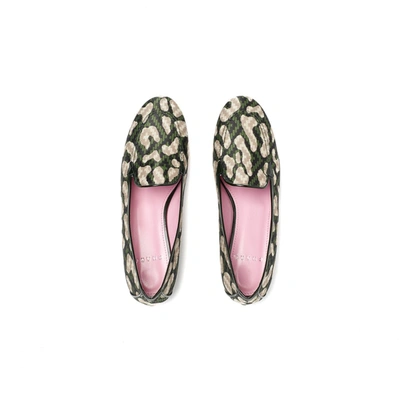 Shop Phare Classic Loafer In Dark Green Leopard Jacquard