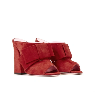 Shop Phare Bow Block Heel Mule In Rosso Suede