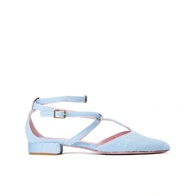 Shop Phare Ankle Strap Pointed Flat In Cielo