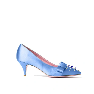 Shop Phare Studded Kitten Heel In Cielo Satin