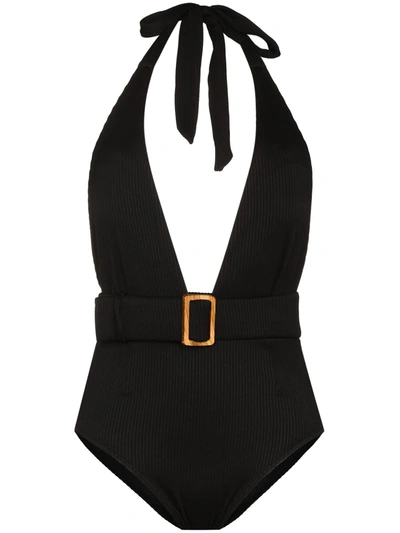 Shop Alexandra Miro Eva Halterneck Swimsuit In Black