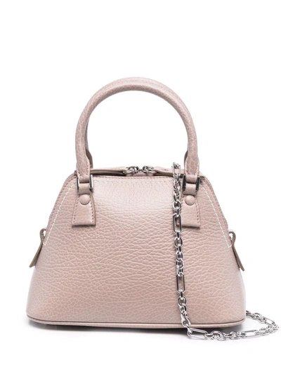 Shop Maison Margiela Small Leather Tote Bag In Neutrals