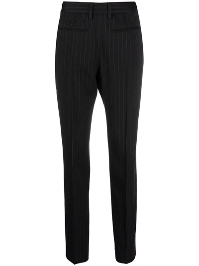 Shop Mm6 Maison Margiela Pinstriped Slim-cut Trousers In Black