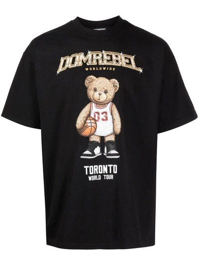Shop Domrebel Logo-print Cotton T-shirt In Black