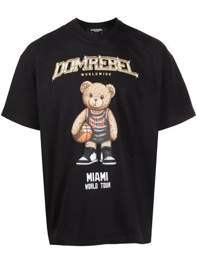 Shop Domrebel Logo-print Cotton T-shirt In Black