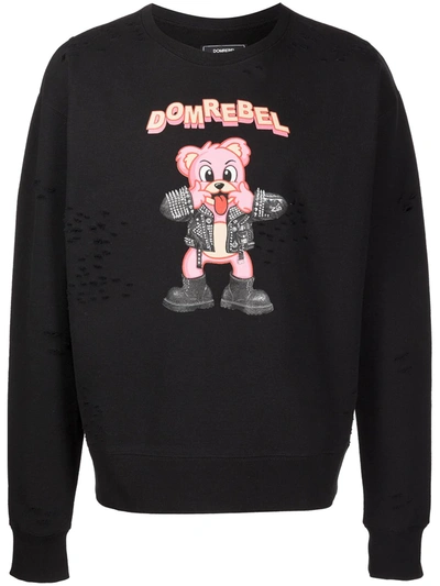 Shop Domrebel Punk Bear Crewneck Sweatshirt In Black