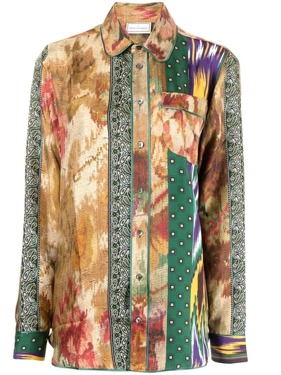 Shop Pierre-louis Mascia Vintage-floral Long-sleeve Silk Blouse In Multicolour