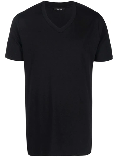 Shop Tom Ford Crew-neck Fitted T-shirt In Black