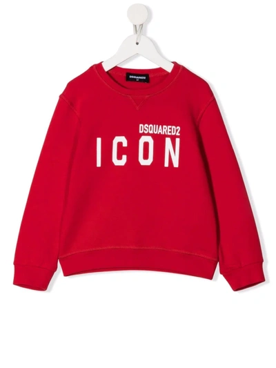 Dsquared2 Icon-print Long-sleeved Sweatshirt In Red