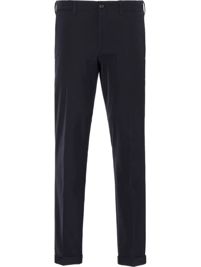 Prada Light Stretch Techno Fabric Trousers In Blue