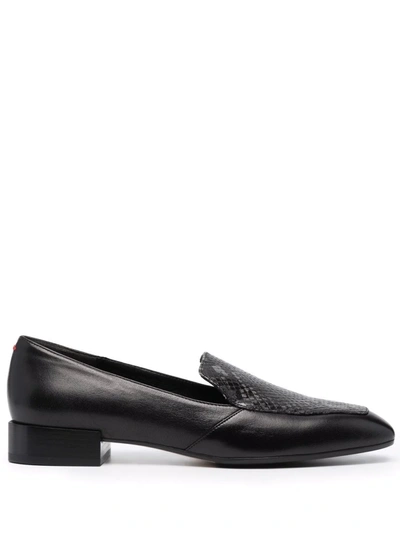 Shop Aeyde Snakeskin-effect Slip-on Loafers In Black