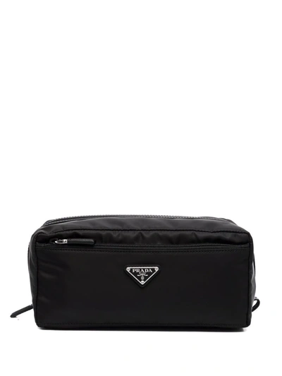 Shop Prada Re-nylon Wash Bag In Black