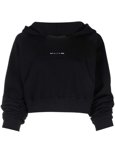 Shop Alyx Logo Print Square-neck Hoodie In Black