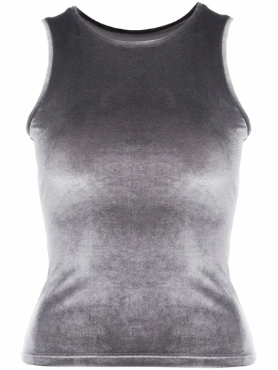 Shop Styland Velour Tank Top In Grey