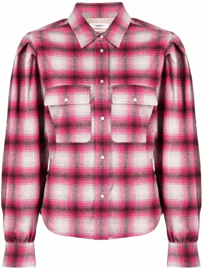 Isabel Marant Étoile Reosi Check Wool Blend Button-up Shirt In Pink