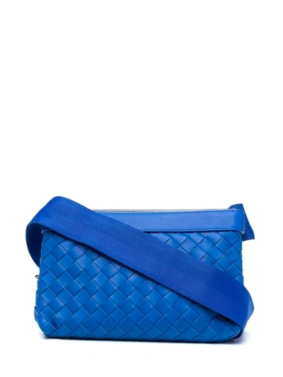 Shop Bottega Veneta Blue Leather Classic Hidrology Bag