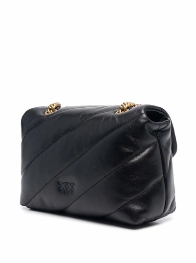 Shop Pinko Love Mini Black Quilted Leather Crossbody Bag