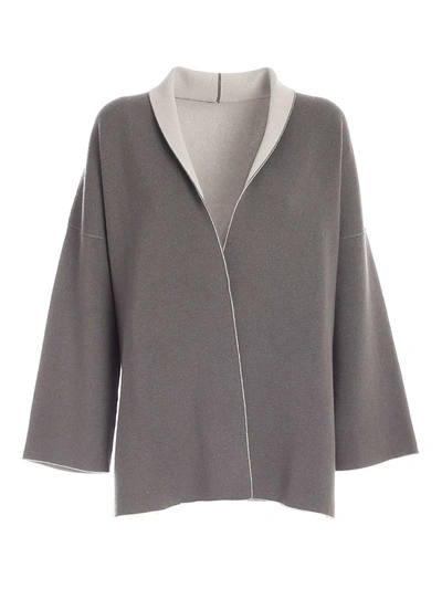 Shop Le Tricot Perugia Bicolor Cardigan In Grey
