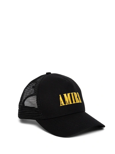 Shop Amiri Logo Trucker Hat Black And Yellow