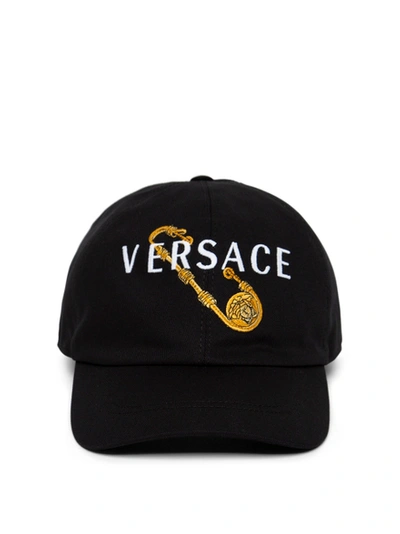 Shop Versace Medusa Pin Logo Baseball Cap Black