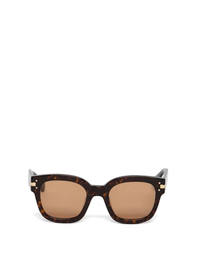 Shop Amiri Classic Square Logo Sunglasses Tortoise Brown With Gold Accent