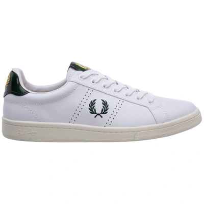 Fred Perry B721 Leather Green Tab Logo Sneakers In White | ModeSens