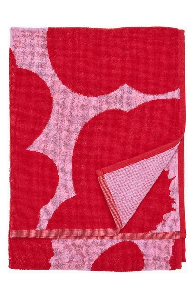 Shop Marimekko Unikko Towel In Pink/red