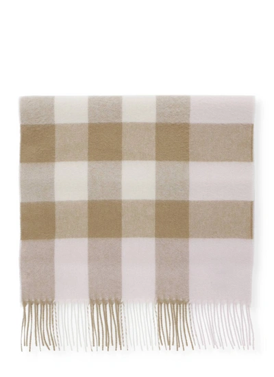 Shop Burberry Check Fringed Scarf In Multi