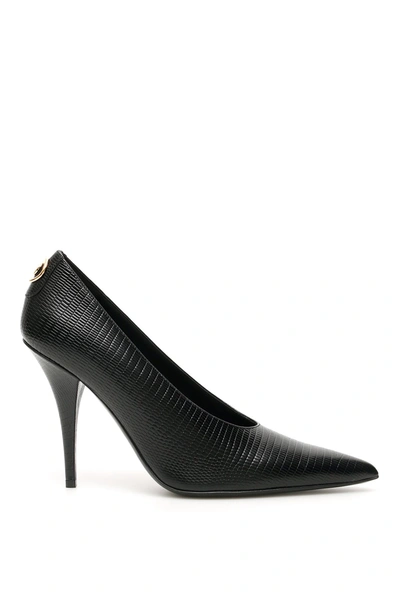 Shop Burberry Stud Detail Embossed Point In Black