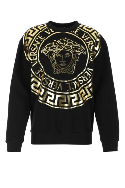 Shop Versace Medusa Logo Crewneck Sweatshirt In Black