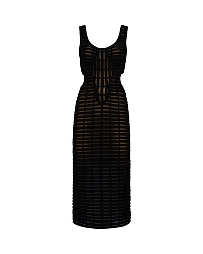 Shop Genny Black Open-knit Bodycon Dress