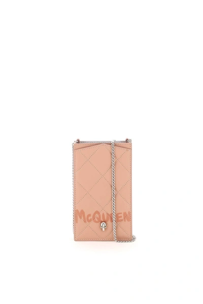 Shop Alexander Mcqueen Skull Chain Phone Case In Rose Gold (pink)