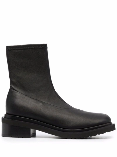 Shop By Far Black Leather Ankle Boots