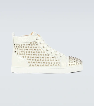 Christian Louboutin Louis Spiked Full-grain Leather High-top Sneakers In  White | ModeSens