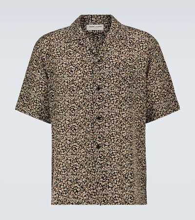 Shop Saint Laurent Short-sleeved Leopard-print Silk Shirt In Multicoloured