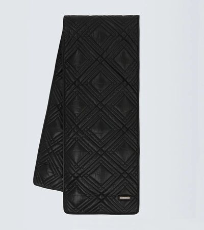 Shop Saint Laurent Quilted Puffer Scarf In Black