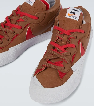 Nike Mens Light British Tan Univer Sacai X Blazer Low Leather And Suede Low-top Trainers 7.5 In Brown