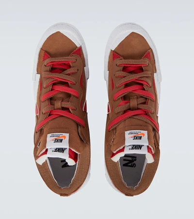 Nike Mens Light British Tan Univer Sacai X Blazer Low Leather And Suede Low-top Trainers 7.5 In Brown