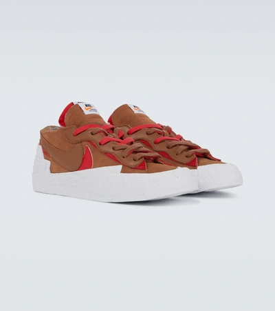 Nike Mens Light British Tan Univer Sacai X Blazer Low Leather And Suede Low-top Trainers 7.5 In Brown