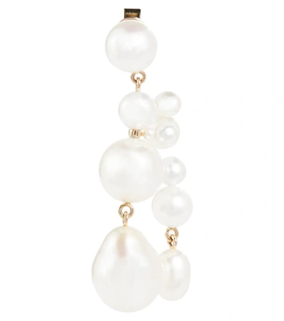 Shop Sophie Bille Brahe Beverly 14kt Gold Earrings With Pearls In White