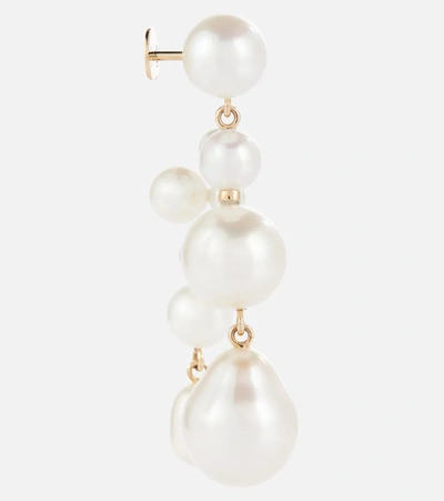 Shop Sophie Bille Brahe Beverly 14kt Gold Earrings With Pearls In White