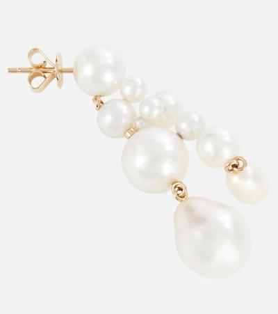 Shop Sophie Bille Brahe Beverly 14kt Gold Earrings With Pearls In White