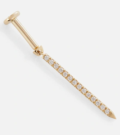 Shop Maria Tash Eternity Bar Threaded 18kt Yellow Gold Single Earring With Diamonds