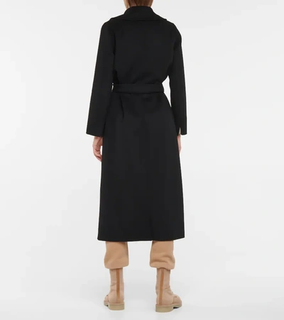 S Max Mara Esturia Belted Double Wool Long Coat In Black