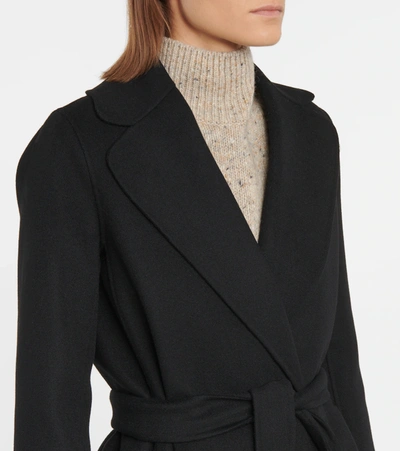 S Max Mara Esturia Belted Double Wool Long Coat In Black