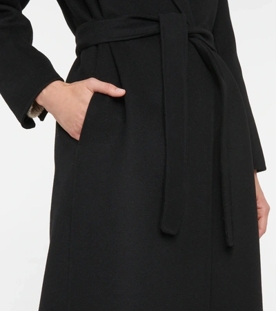S Max Mara Esturia Belted Double Wool Long Coat In Black