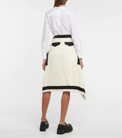 Shop Sacai Tweed Wrap Miniskirt In Off White
